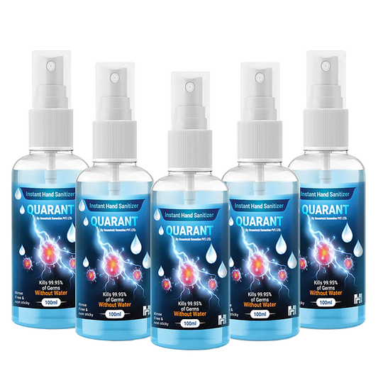 QUARANT 80% Alcohol Based Instant Hand Sanitizer Spray 100 ml, Small Pocket Size Liquid Spray Bottle (Pack of 5)