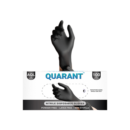 QUARANT Nitrile Disposable Hand Gloves (Black, Pack of 100)