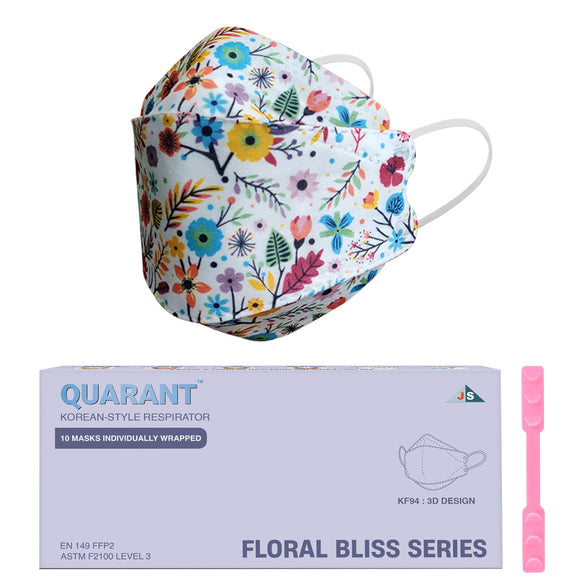 QUARANT Korean Fish Shape Designer Face Mask with Dual Meltblown and Adjustable Nose Pin for Adults (Pack of 10, Autumn Meadow)