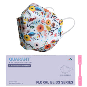 QUARANT Korean Fish Shape Designer Face Mask with Dual Meltblown and Adjustable Nose Pin for Adults (Pack of 10, Spring Blossom)