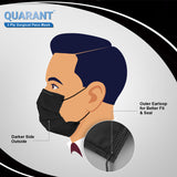 QUARANT 3 Ply Black Surgical Face Mask with Adjustable Nose Pin