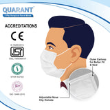 QUARANT 3 Ply White Surgical Face Mask with Adjustable Nose Pin