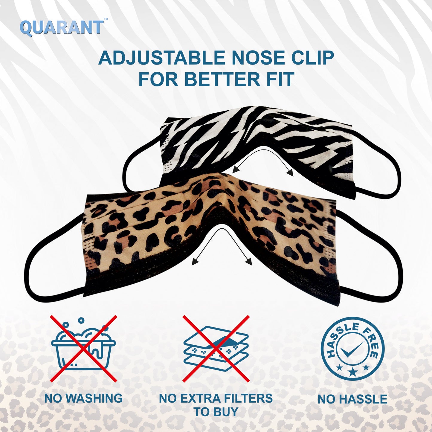 QUARANT 4 Ply Designer Protective Surgical Face Mask with Adjustable Nose Pin (Animal Print Combo) - QUARANT Store