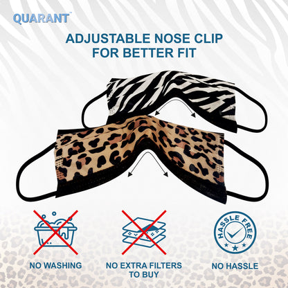 QUARANT 4 Ply Designer Protective Surgical Face Mask with Adjustable Nose Pin (Animal Print Combo) - QUARANT Store