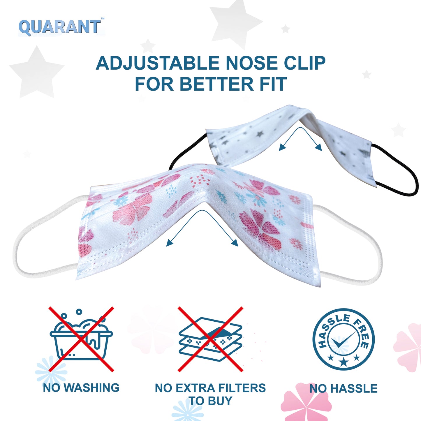 QUARANT 4 Ply Designer Protective Surgical Face Mask with Adjustable Nose Pin (White Combo) - QUARANT Store