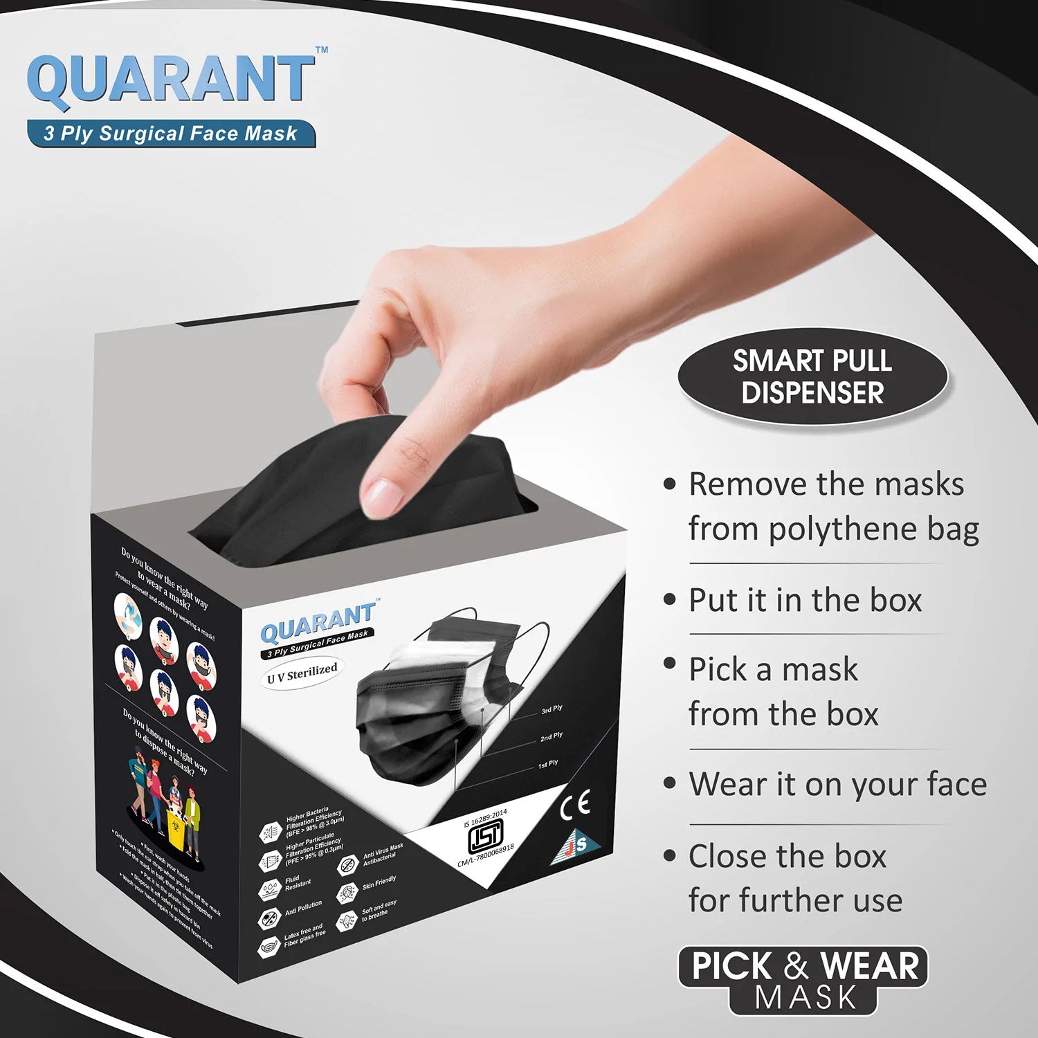 3ply quarant surgical mask packing 