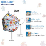 QUARANT Korean Fish Shape Designer Face Mask with Dual Meltblown and Adjustable Nose Pin for Adults (Pack of 10, Spring Blossom)