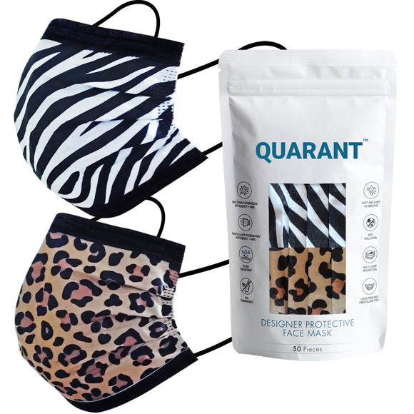 QUARANT 4 Ply Designer Protective Surgical Face Mask with Adjustable Nose Pin (Animal Print Combo) - QUARANT Store