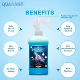 QUARANT 80% Alcohol Based Instant Hand Sanitizer Mist Spray, Kills 99.95% Germs, WHO Recommended Formula & FDA Approved, 500 ML (Pack of 2 Bottles) - QUARANT Store